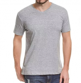 CAMISETA GOLA V CINZA MESCLA 100% POLIESTER PARA SUBLIMA��O